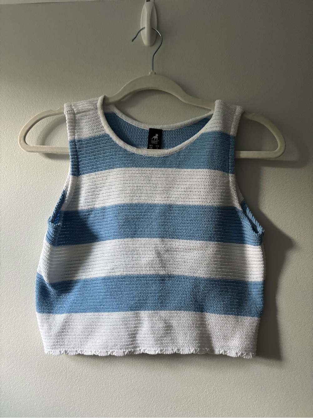 Striped Knit Tank Top – Blue & White Cropped Fit
